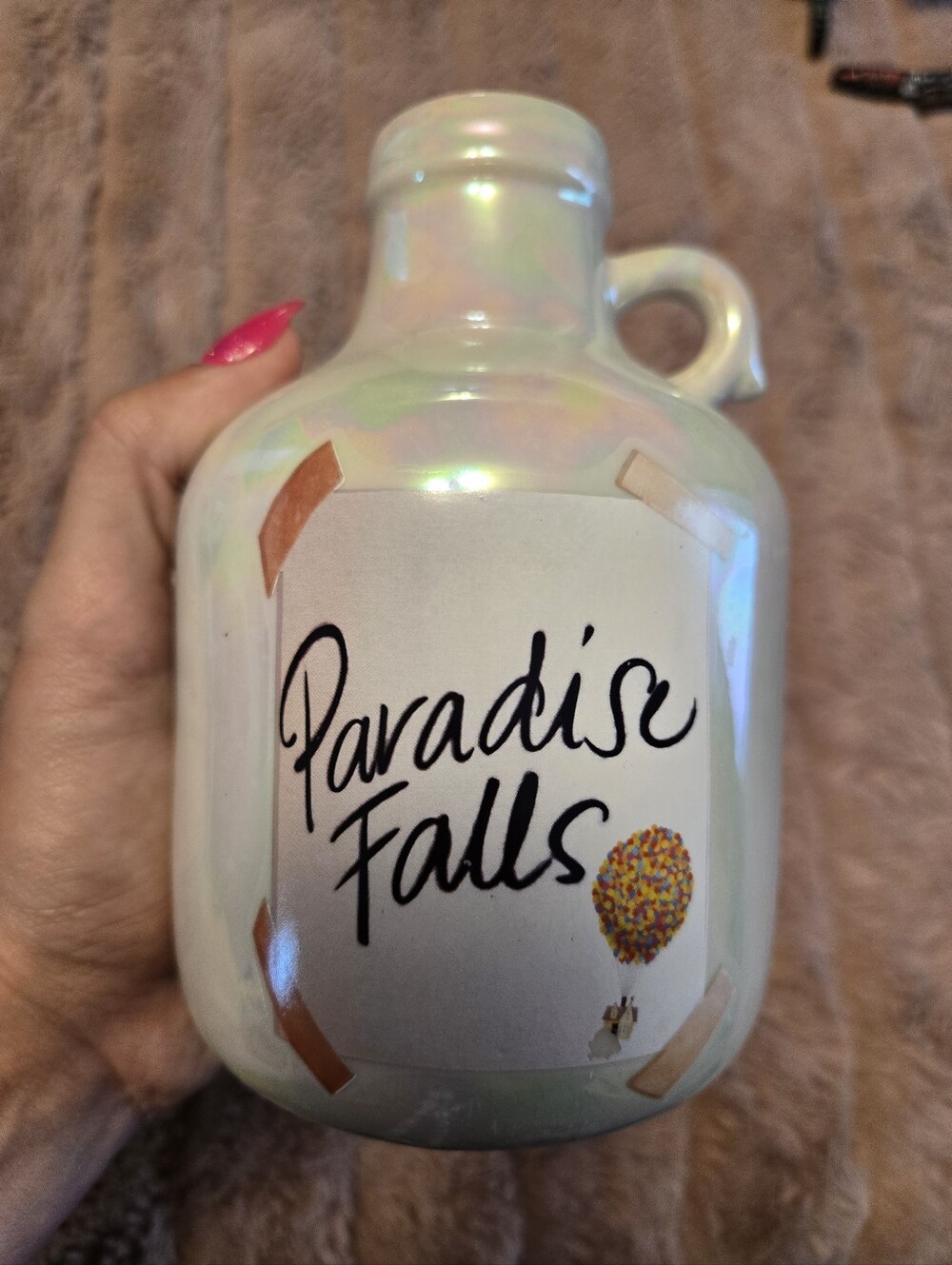 Iridescent Ceramic Paradise Falls Coin Bank From Movie UP